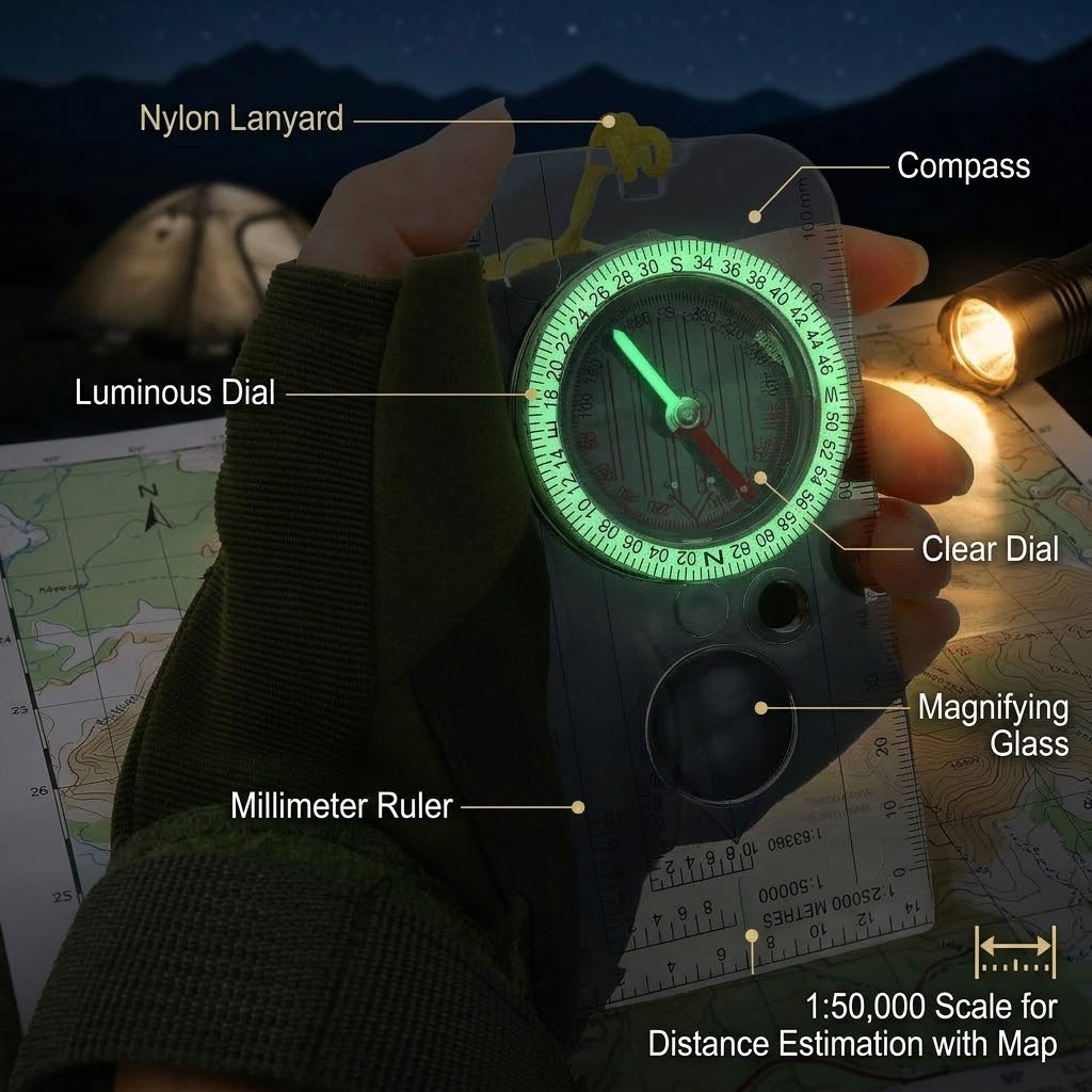 Outdoor Hunting Maps - Durable Map Reading Compass with Scouting