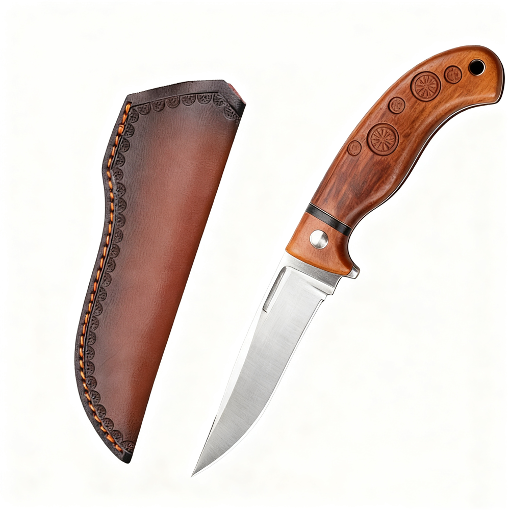 Knife Hunting Fixed Blade - 22cm Fixed Blade Knife Scabbard Embossed