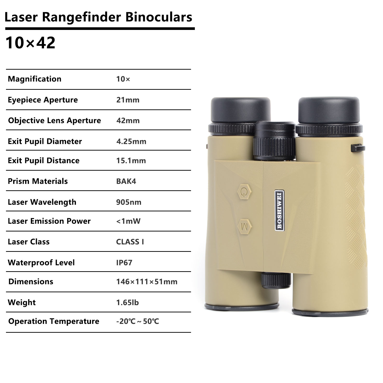 BOSHIWEI 10x42 Laser Rangefind - Rangefinder Laser Hunting avis et prix